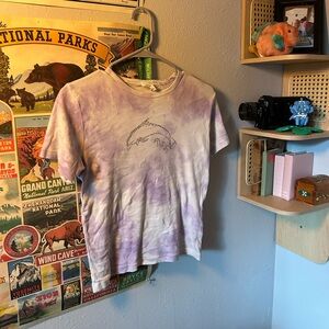 purple tie dye with gem dolphin t shirt